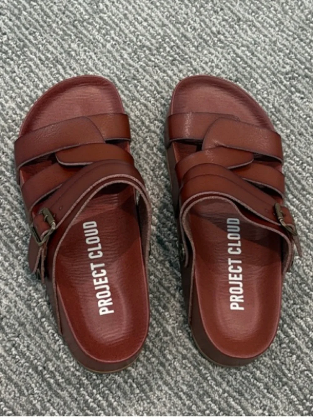 Project Cloud Women's Brown Strappy Slide Sandals - Picture 1 of 1